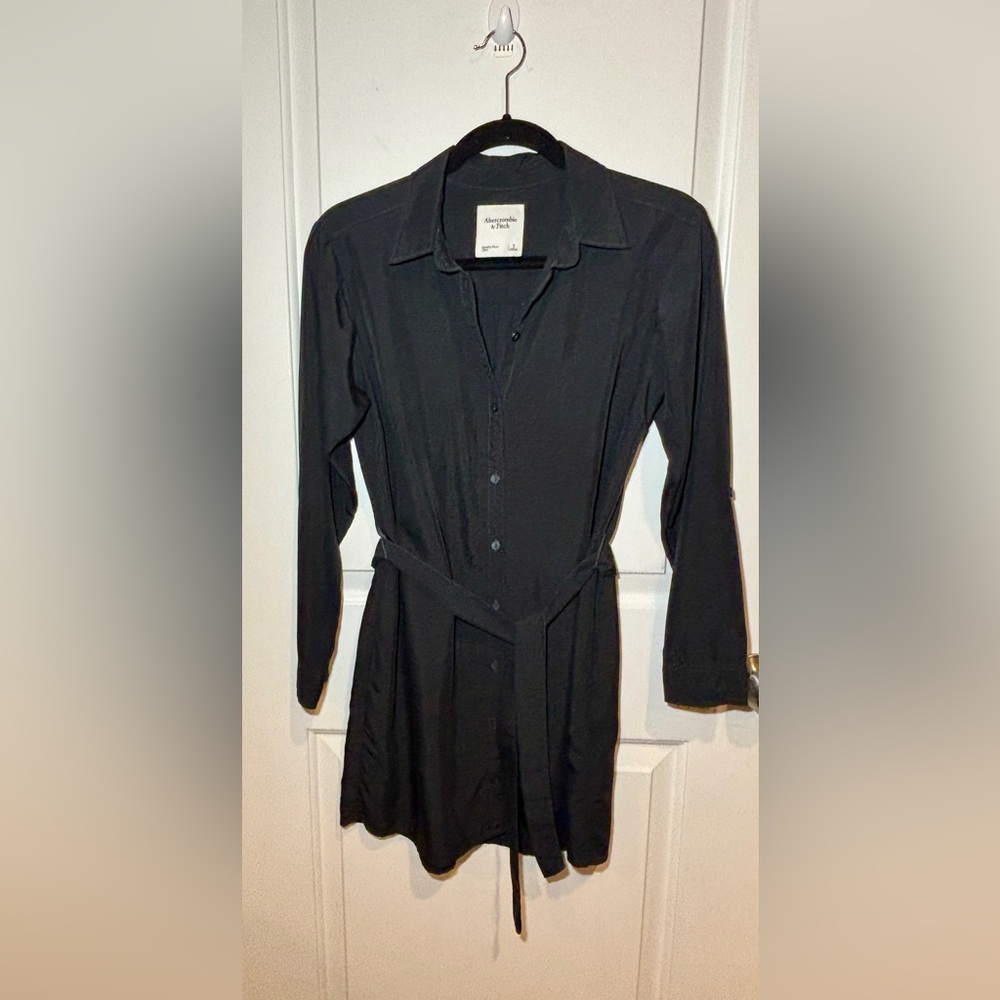 Abercrombie & Fitch Black Long Sleeve Shirt Dress